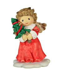 Christmas angel figurine isolated on a white background