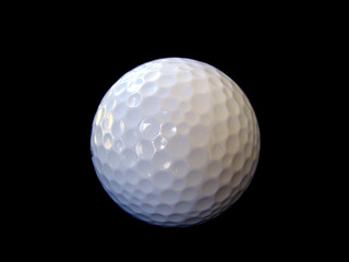 Isolated golf ball on black background