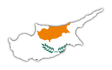 map and flag of cyprus on white background