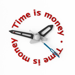 Clock-face with text. Isolated.