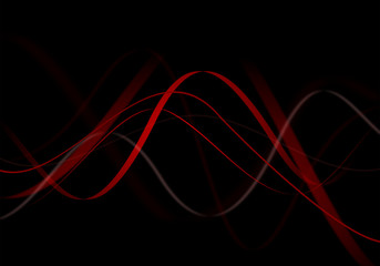 courbe audio rouge et sur fond noir abstrait - illustration