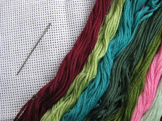 Thread, needle and fabric for embroidery