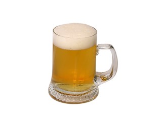 Light Beer in mug on white background