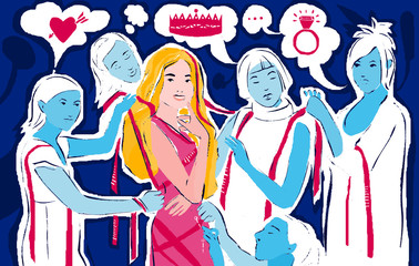 Beautiful girl and tailors