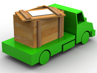 Trailer with crate. 3d