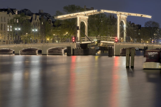Magere Brug Amstel  Amsterdam bei Nacht