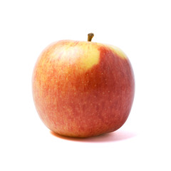 Red apple on white background with shadows