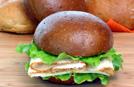 One Fresh Turkey, Lettuce And Cheese Sandwich.