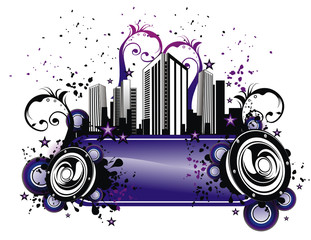 vector music city illustration