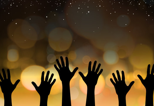 Abstract illustration of hands reaching for the stars