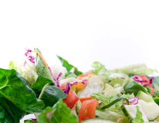 High key close up of salad with copy space