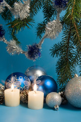 christmas decoration on a blue background