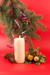 christmas decoration on a red background