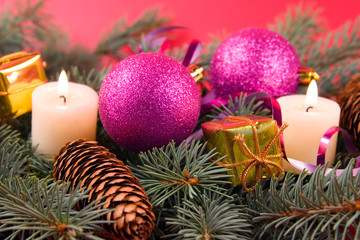 christmas decoration on a red background