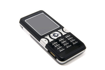 black cell phone isolated on white background