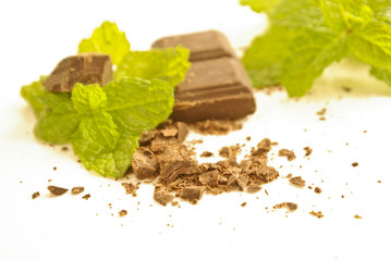 Menthe et morceaux de chocolats