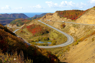 The Mountain  pass Kholmskiy on island Sakhalin by autumn.