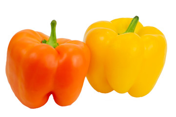 A yellow and orange pepper