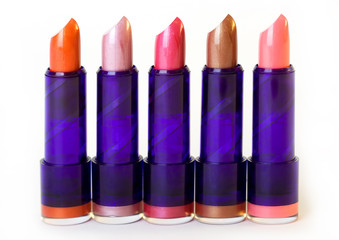 Obraz premium five lipsticks of different colors in a row