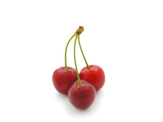 Close-up of sweet cherry on white.