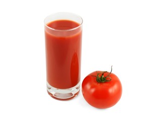 Tomato and tomato juice isolated