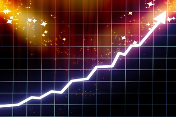 arrow graph showing success on a glitter background