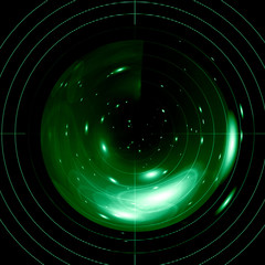 green empty radar screen on a black background