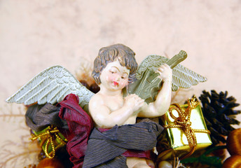 Postal navideña con angel