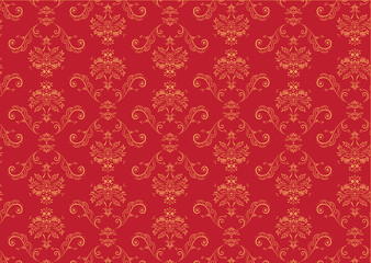red elegant Victorian retro motif wallpaper Pattern