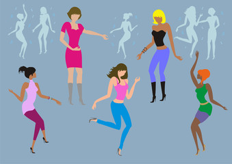 Fototapeta na wymiar Beautiful ladies dancing on party