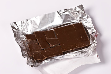 Fototapeta na wymiar food series: slab of tasty black chocolate