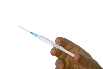 The doctor is shooting the injection