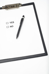 businessman filling out a questionnaire quality of service