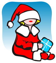 christmas girl and present