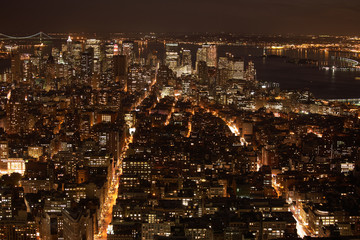 Naklejka premium view from above over nightly manhattan
