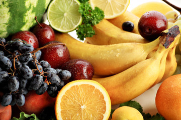 Fresh Vegetables, Fruits and other foodstuffs. Shot in a studio.