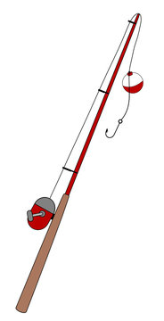 Fishing Rod With Bobber And Hook - Illustration