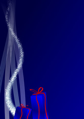 blue merry christmas background, presents