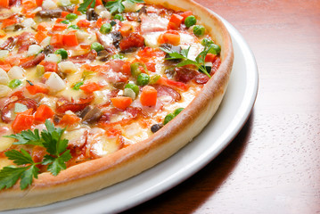 Fast food Pizza.Natural form foods.  Shot in a studio.,Close-up