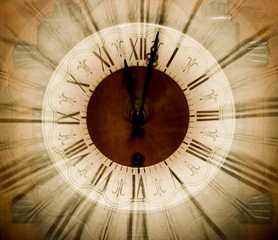 Vintage clock blurred in