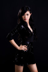 beautiful asian girl in a beautiful black dress