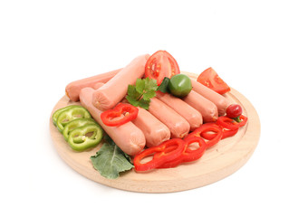 sausage with vegetable isolated on white
