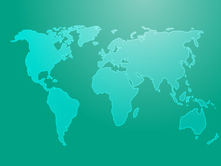 Map of the world illustration, simple outline on gradient color