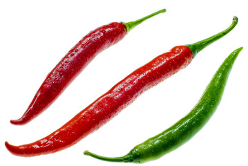 A shot of three isolated chilis.