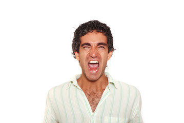 Screaming man with angry expression