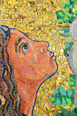 Detail of Artistic mosaic with praying woman profile