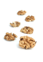 Walnuts  on a white background