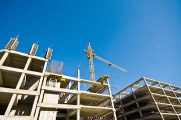 construction crane and building