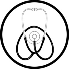 Vector stethoscope icon. Black and white. Simply change.