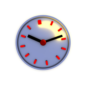Clock with highlighted time interval 3d illustration.